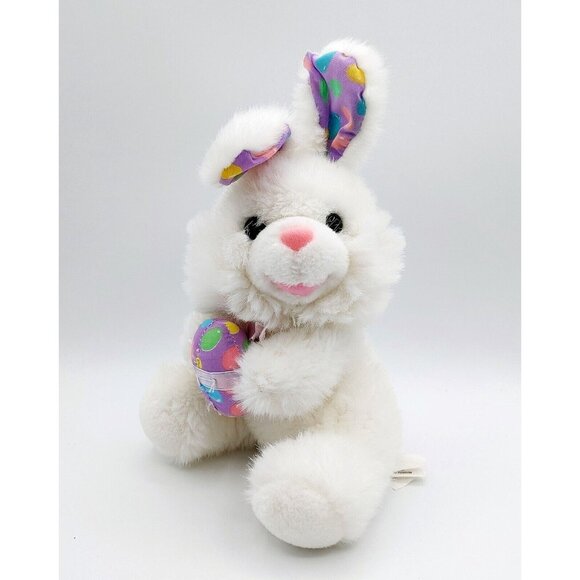 Best Made Toys White Bunny Plush w/Easter Egg Soft Toy Stuffed Animal 9” Vintage - Picture 1 of 4